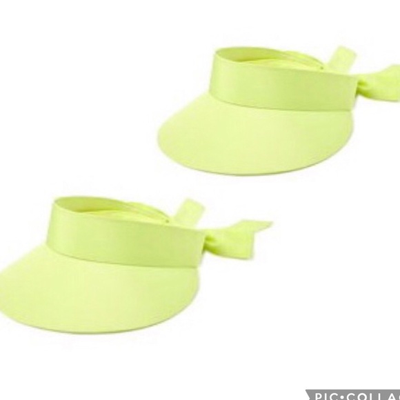 2 pack lemon Lime green tie‎ back summer ladies visor new - Picture 1 of 2